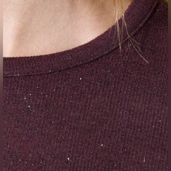 Splendid Isabella Eyelash Shimmer Long Sleeve Tee Burgundy Size XS - Picture 2 of 6